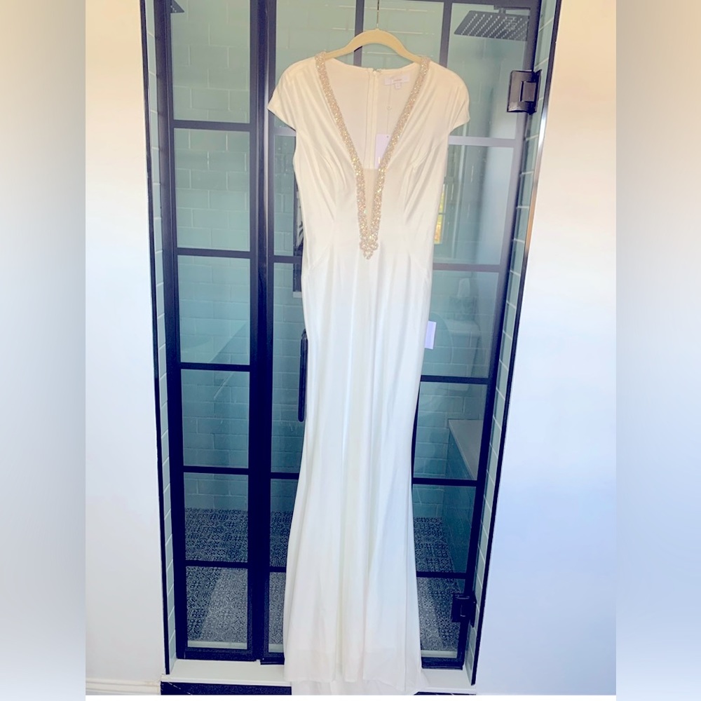 Lulus NWT Ivory Long Cap Sleeve Dress -6
